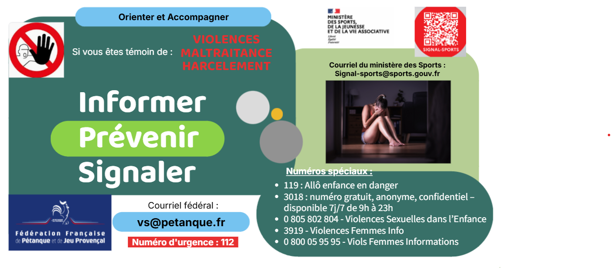 Affiche boulodrome information violences