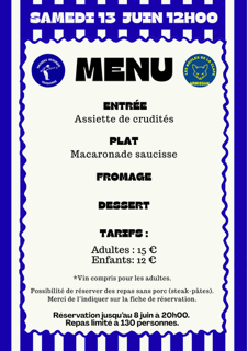 MENU REPAS SAMEDI
