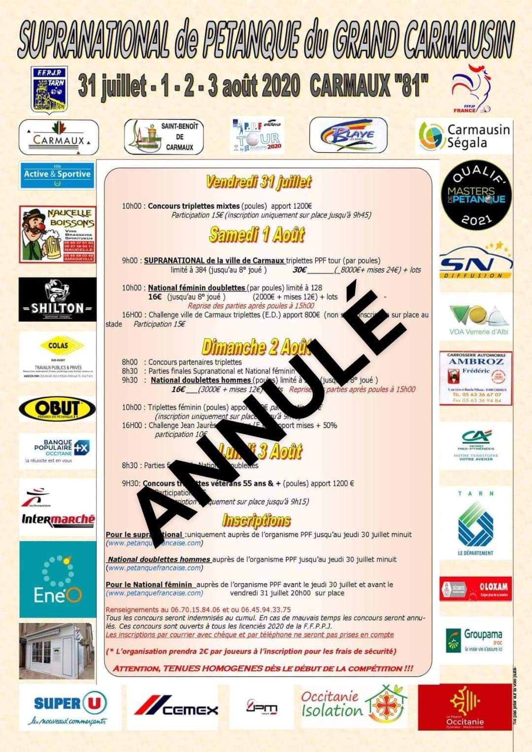 Calendrier Concours Nationaux Petanque 2021 | Calendrier avent